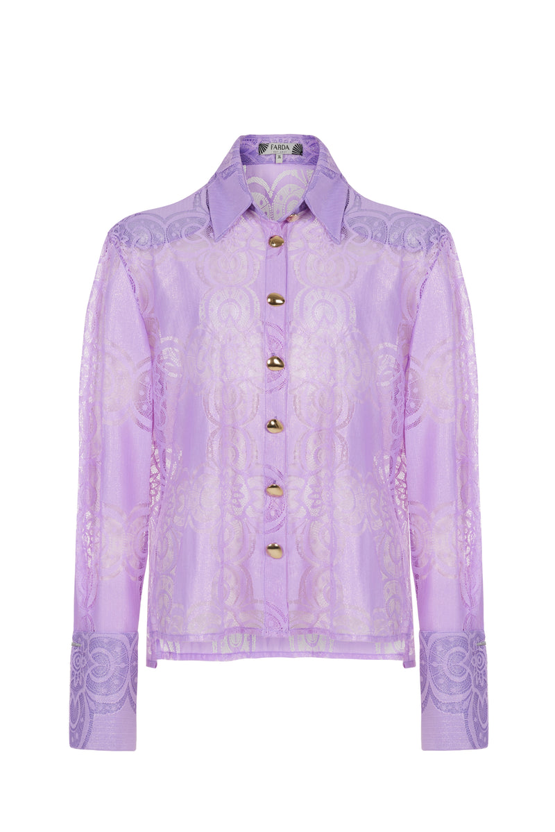 LILAC FOILED LACE SHIRT