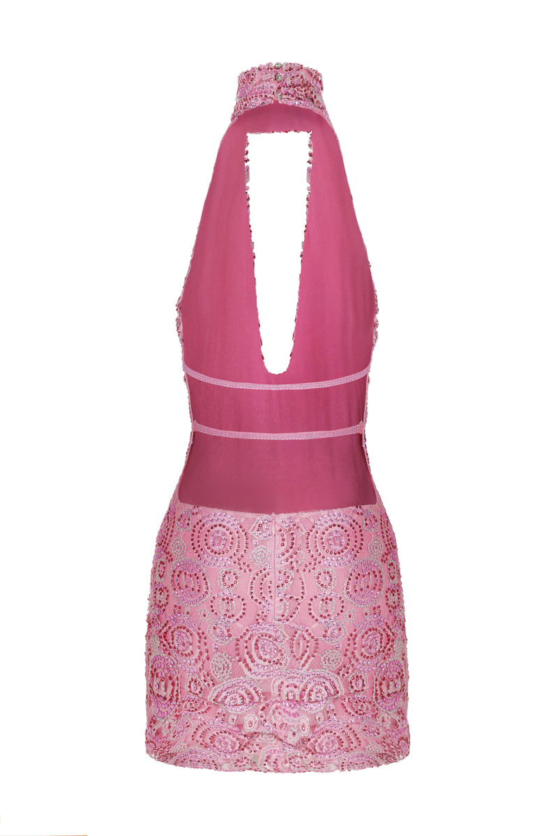STONE TRIM LACE DRAPED MINI DRESS Fardaofficial STONE TRIM LACE DRAPED MINI DRESS Fardaofficial