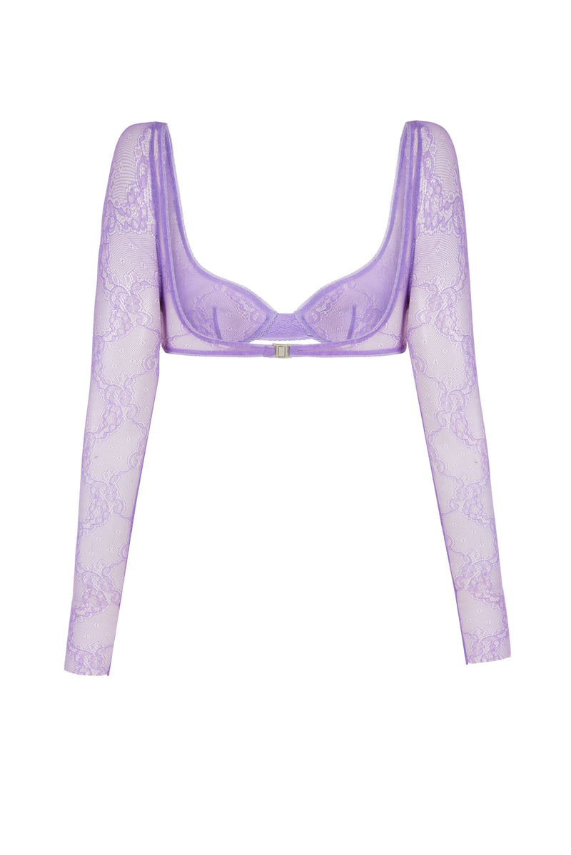 LILAC LACE TOP WITH LONG SLEEVES