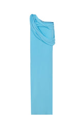 BABY BLUE LOW WAIST MAXI SKIRT WITH DRAPE DETAILS