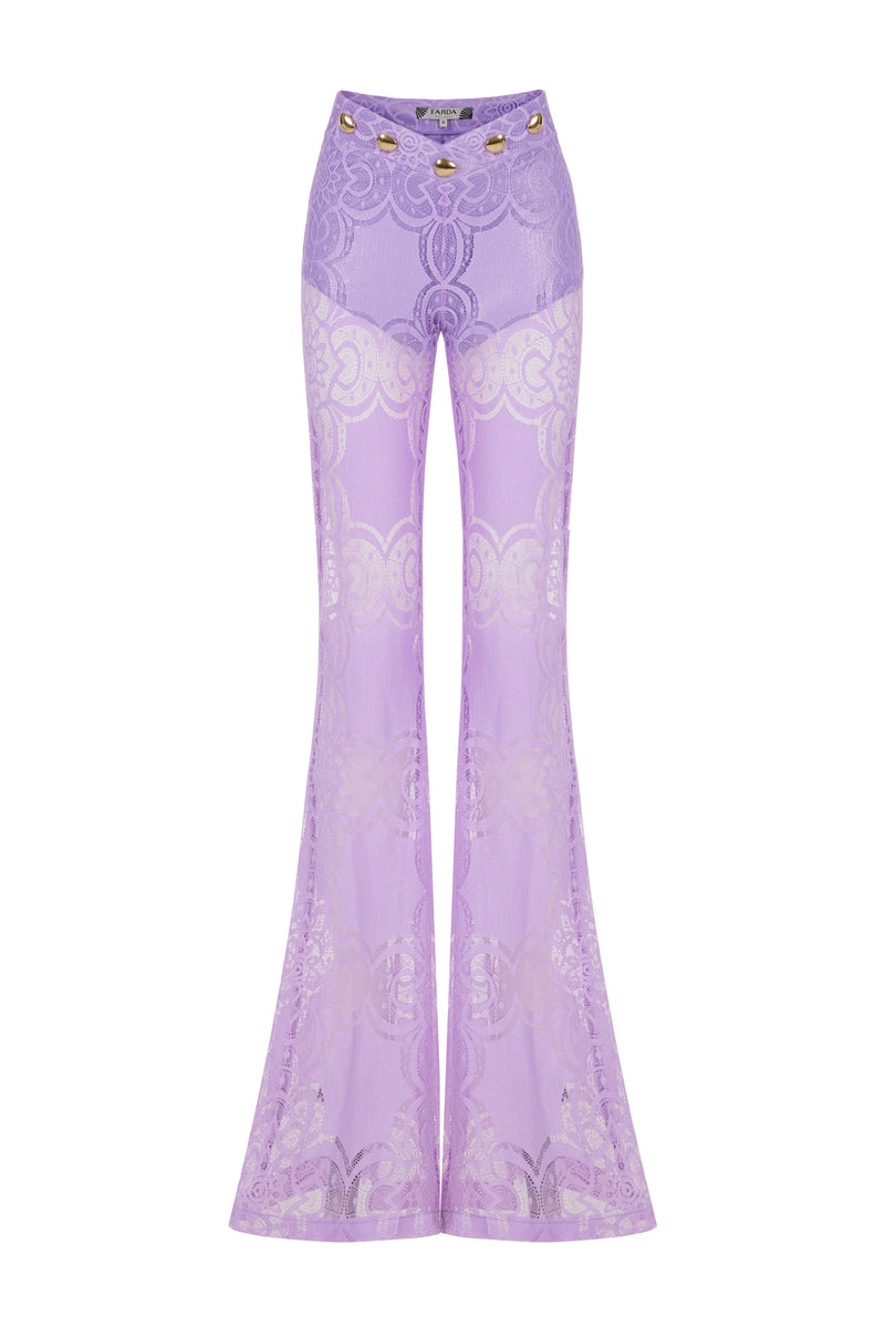 LILAC FOILED LACE TROUSERS