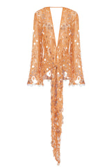 DEEP V NECK MINI DRESS EMBELLISHED WITH SEQUINS