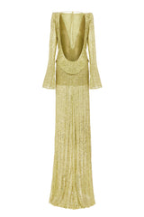 LIGHT YELLOW MAXI DRESS WITH BACK CUTOUT DETAILS