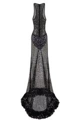 BLACK TRANSPARENT SEQUIN MAXI DRESS Fardaofficial BLACK TRANSPARENT SEQUIN MAXI DRESS Fardaofficial
