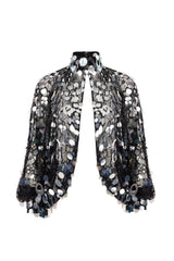BLACK LACE TOP EMBELLISHED WITH SEQUINS