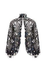 BLACK LACE TOP EMBELLISHED WITH SEQUINS