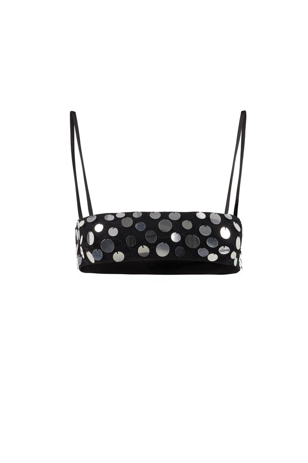 BLACK LACE BUSTIER EMBELLISHED WITH SEQUINS