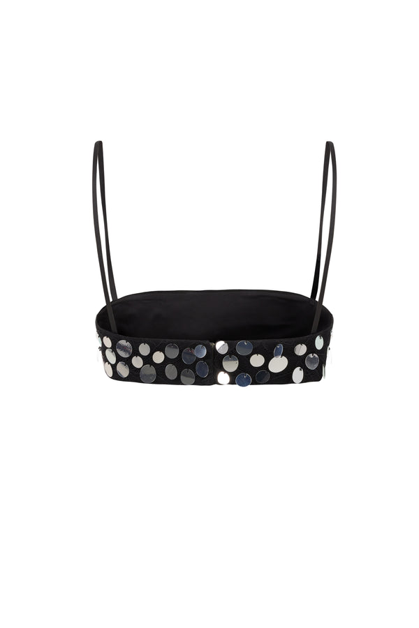 BLACK LACE BUSTIER EMBELLISHED WITH SEQUINS