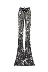 BLACK LACE TRANSPARENT PANTS EMBELLISHED WITH SEQUINS