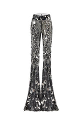 BLACK LACE TRANSPARENT PANTS EMBELLISHED WITH SEQUINS