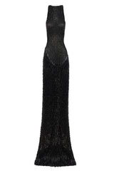 HALTER NECK FRINGED MAXI DRESS