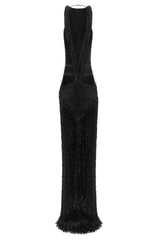 HALTER NECK FRINGED MAXI DRESS