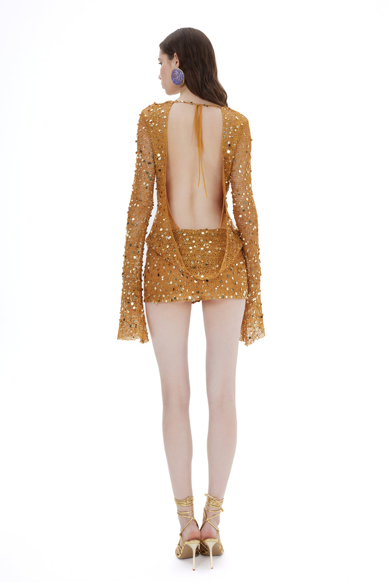 FISHNET MINI DRESS WITH SEQUIN EMBROIDERY Fardaofficial FISHNET MINI DRESS WITH SEQUIN EMBROIDERY Fardaofficial