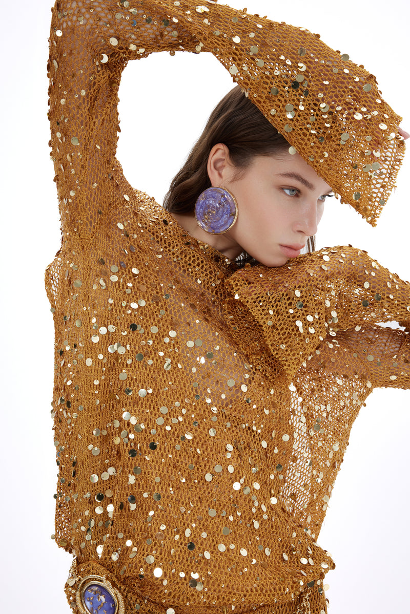 FISHNET MINI DRESS WITH SEQUIN EMBROIDERY Fardaofficial FISHNET MINI DRESS WITH SEQUIN EMBROIDERY Fardaofficial