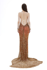 HANDMADE FISHNET MAXI DRESS WITH NECK ACCESSORY