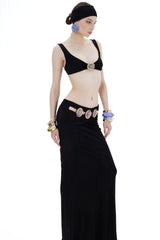 DRAPED MAXI SKIRT WITH EPOXY ACCESSORY