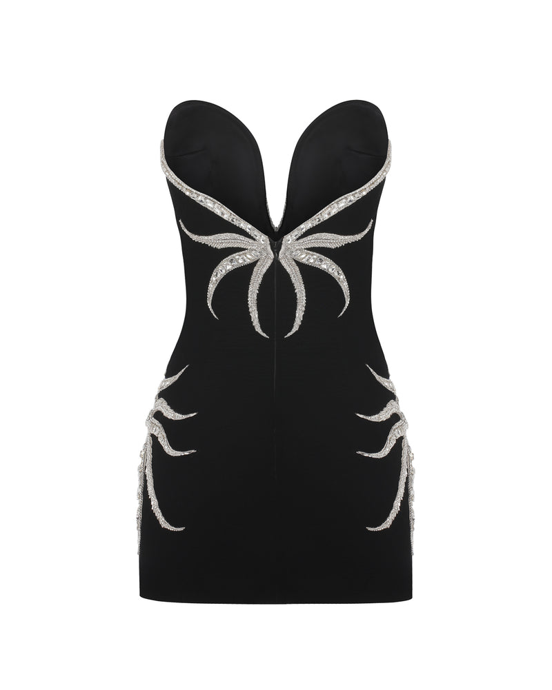 VELVET MINI DRESS EMBELLISHED WITH FARDA FLOWERS Fardaofficial VELVET MINI DRESS EMBELLISHED WITH FARDA FLOWERS Fardaofficial