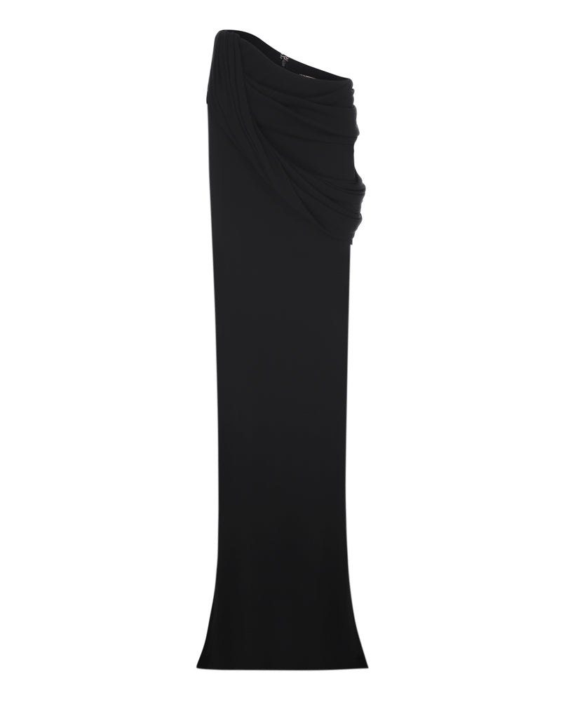 ASYMMETRIC CUT LOW WAIST MAXI SKIRT