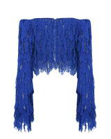 CRYSTAL TOP WITH LASER CUT CHIFFON FRINGES