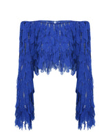 CRYSTAL TOP WITH LASER CUT CHIFFON FRINGES