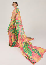 MULTICOLORED PATTERNED CHIFFON CAPE
