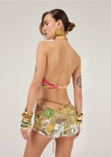 MULTICOLORED PATTERNED HALTER NECK TOP