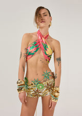 MULTICOLORED PATTERNED HALTER NECK TOP