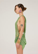 MINT ARMORED FABRIC MINI DRESS