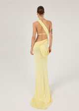 ONE SHOULDER MAXI DRESS WITH FARDA FLOWERS DETAILS