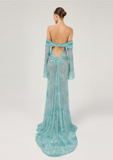 OFF-SHOULDER FISHNET MAXI DRESS