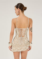 WHITE GUIPURE MINI DRESS