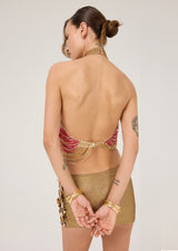 MINI SKIRT WITH METAL FLOWER DETAILS