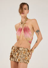 MINI SKIRT WITH METAL FLOWER DETAILS