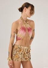 MINI SKIRT WITH METAL FLOWER DETAILS