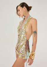 SHIMMERY YELLOW SEQUIN TOP