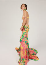 MULTICOLORED PATTERNED CHIFFON TOP