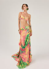 MULTICOLORED PATTERNED CHIFFON TOP