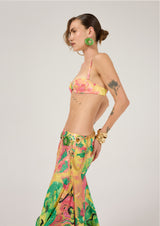 MULTICOLORED PATTERNED CHIFFON TOP