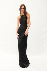 HALTER NECK FRINGED MAXI DRESS