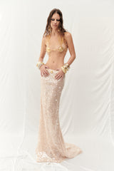 LOW RISE SEQUIN MAXI SKIRT