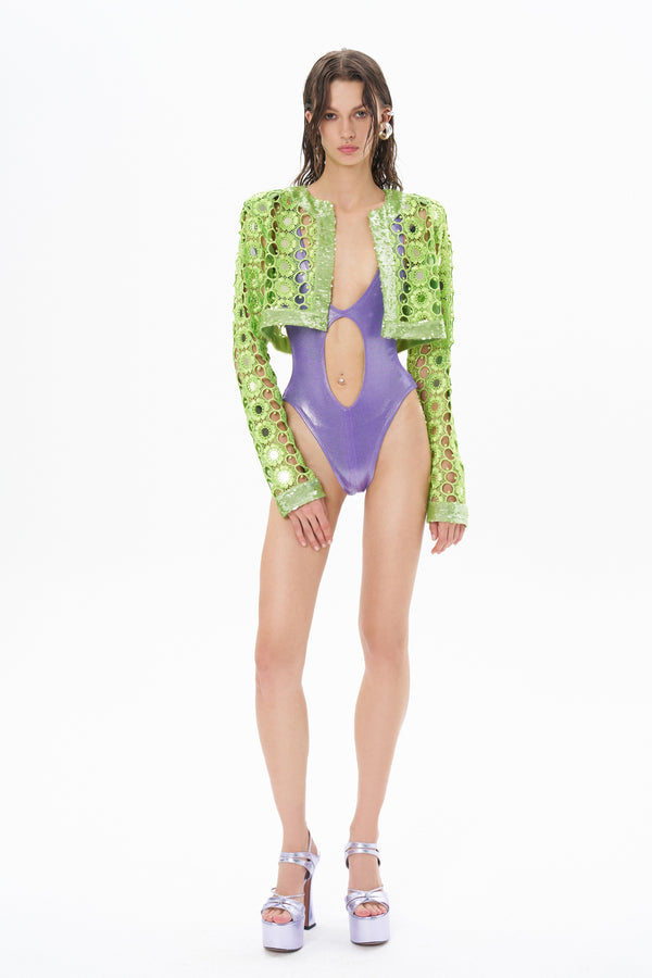 LILAC SWIMSUIT WITH CUT DETAILS