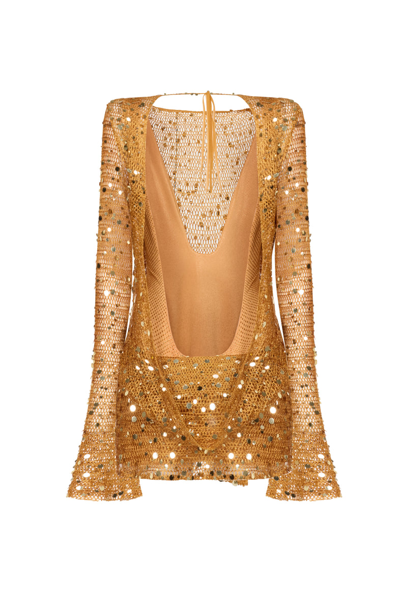 FISHNET MINI DRESS WITH SEQUIN EMBROIDERY Fardaofficial FISHNET MINI DRESS WITH SEQUIN EMBROIDERY Fardaofficial