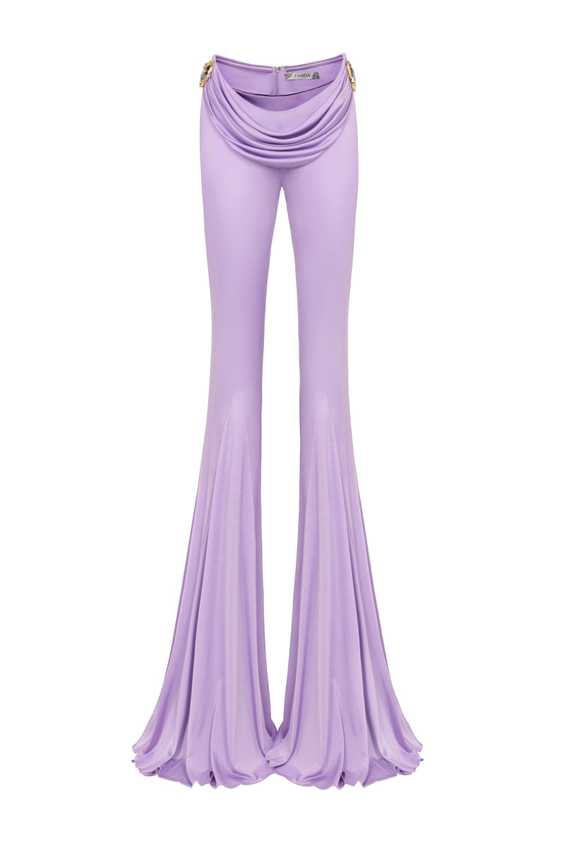 LILAC JERSEY DRAPED PANTS