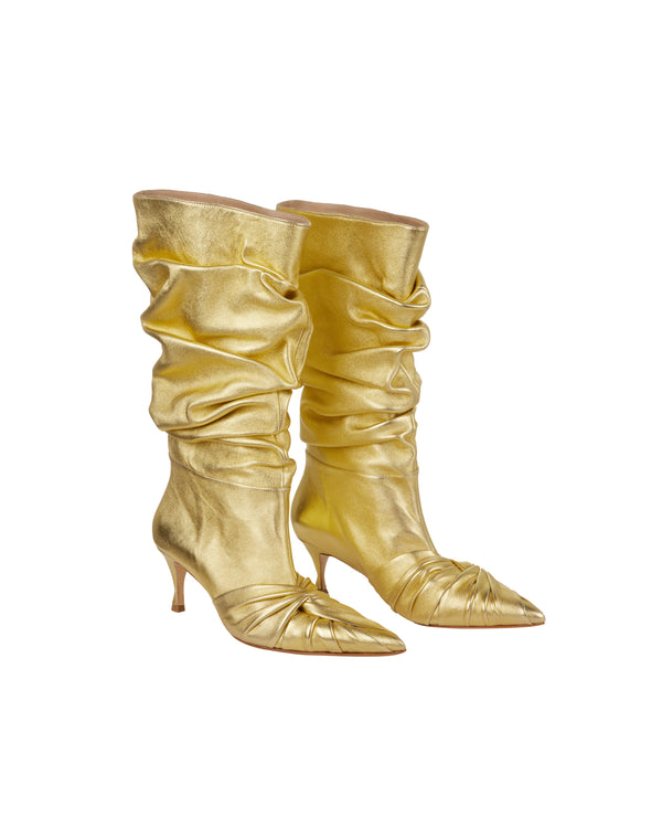 GOLD LEATHER OVERSIZE BOOTS