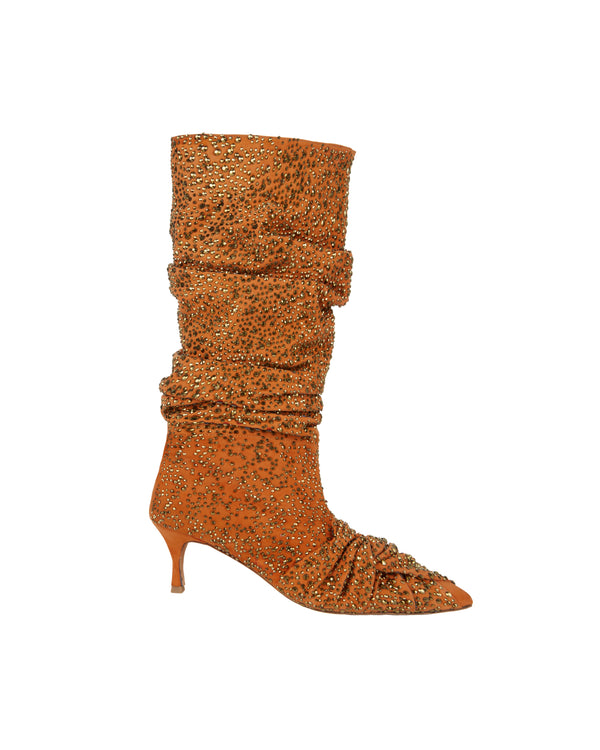 STONE TRIM DARK PUMPKIN OVERSIZE BOOTS