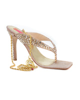 STONE TRIM LIGHT GOLD SANDALS