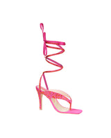 STONE TRIM FUCHSIA LACE UP SANDALS