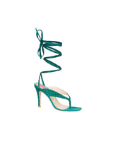 STONE TRIM DUCK HEAD GREEN LACE UP SANDALS