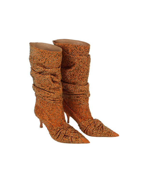 STONE TRIM DARK PUMPKIN OVERSIZE BOOTS