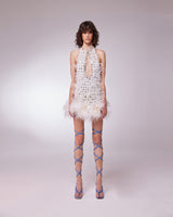 HANDMADE SEQUINED MINI DRESS WITH OSTRICH FEATHER DETAILS